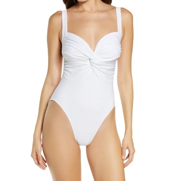Norma Kamali Twist Mio One-Piece Swimsuit White Size S NWT - Picture 4 of 14